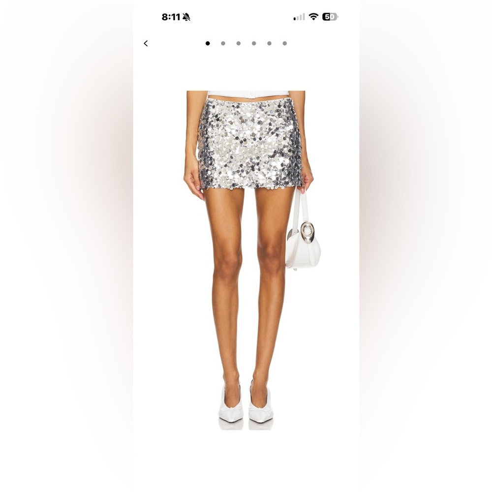 Silver Sequin Mini Skirt